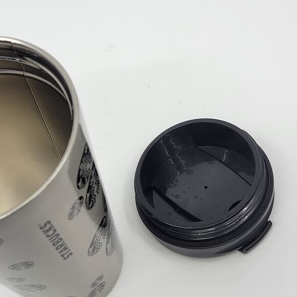 2014 Starbucks Mermaid Logo Circles Silver Stainless Steel Tumbler Travel Mug - Picture 6 of 11